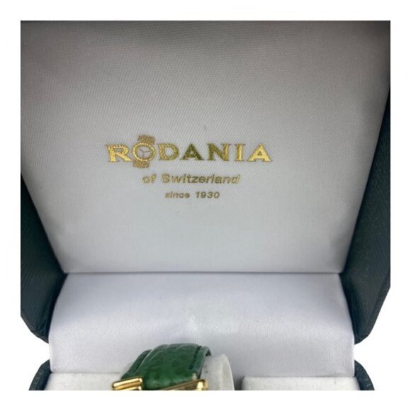 RODANIA Women's Vintage Stainless Steel Back Swiss Made Quartz Watch Green Strap - Picture 13 of 16